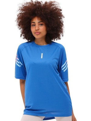 Esplendor Genıus Store Kadın Spor Tişört Baskılı Fitness, Antrenman Fit (Saks Mavi, L)