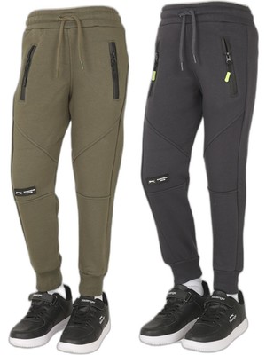 Esplendor Slazenger Lamya 2 Li Set Unisex Çocuk Haki - Koyu Gri Eşofman Altı