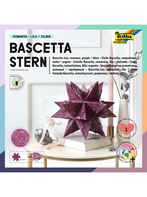 Esplendor Folia 400/1515 - El Işi Seti Bascetta Yıldız Kış Süsü Lila/gümüş, 32 Yaprak, 15 x 15 Cm, Kağıt Yıldızın Hazır Boyutu Yakl. 20 Cm, Detaylı Kılavuz ile (Türkçe Olmayabilir) - Zamansız Dekorasyon Için Id