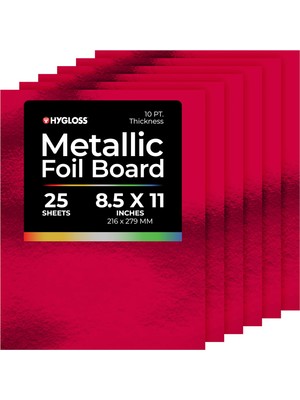 Esplendor Hygloss Metalik Folyo Tahta Kart Stok Çarşafları Sanat ve El Sanatları, Sınıf Etkinlikleri ve Kart Yapımı, 25 Paket, 8,5 x 11-Inç, Kırmızı, 25 Adet