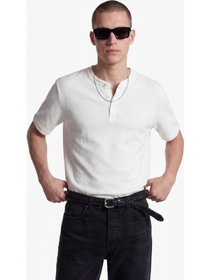 Esplendor Regular Fit Pamuklu Düğmeli Kısa Kollu Henley Yaka Tişört