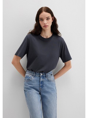 Esplendor Mavi Bisiklet Yaka Lacivert Basic Tişört, Kadın, Regular FIT,%100 Pamuk, Xs
