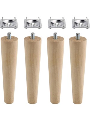 Esplendor BADEM10 Ahşap Mobilya Koltuk Kanepe Sehpa Masa Ayağı Ayakları M8 Civatalı 15 cm + Bağlantı Aparatlı 8'li Set
