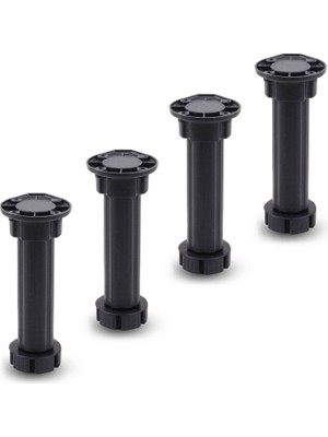 Esplendor BADEM10 Mobilya Dolap Ünite Tezgah Ayağı Ayarlanabilir 12 cm Siyah Denge Ayak (4 Adet)