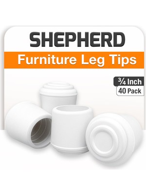 Esplendor Shepherd Hardware 8616E Leg Tips Sandalye Ayağı Ucu, 2,2 cm Iç Çap, Kauçuk, 40 Adet, Beyaz