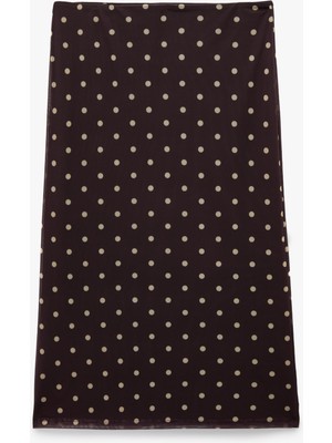 Rafta Slim Fit Puantiyeli Midi Tül Etek