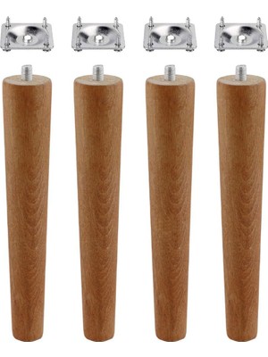 Esplendor Ahşap Ayak Masa Sehpa Tabure Puf Ünite Mobilya Ayağı M8 Civata 20 cm Ayak+Bağlantı Aparatı 8'li Set