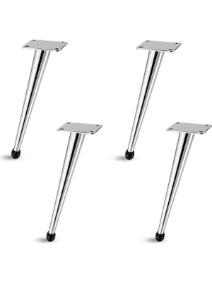 Esplendor Omaks (4 Adet) 30 cm Metal Krom Dereceli Mobilya Sehpa Kanepe Ayağı Montaj Vidaları Dahil Ayak