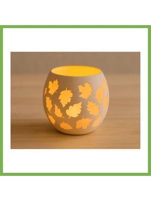 Bezos 3D Baskı Yaprak Desenli Tealight Mumluk Sonbahar Yaprakları Kabartmalı Dekoratif Şamdan Masa Süsü Umt