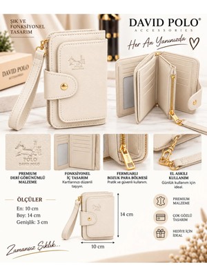 Elan Collection Kadın Cüzdan Fonksiyonel Premium Tasarım Çok Bölmeli Kartlıklı Bozuk Para Bölmeli El Askılı Şık Kullanışlı Cüzdan Krem
