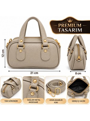 Elan Collection Kadın Çanta Vintage Görünümlü Premium Kalite Astarlı El Kol ve Omuz Çantası Bordo Bej