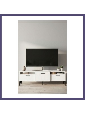 Teknokapsül Mistral Tv Sehpası Metalik Beyaz 160X40 cm Bzsth