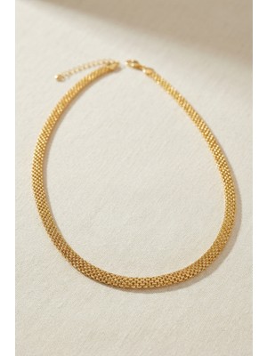 Mabelme Store Hasır Zincir Model Pirinç Gold Renk Kadın Kolye