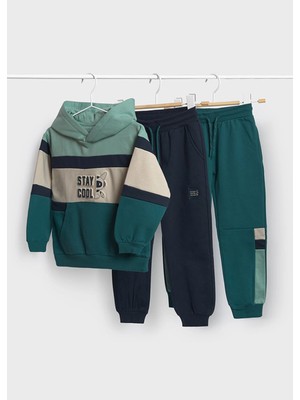 Mayoral Erkek Çocuk 3'lü Kapüşonlu Sweatshirt Eşofman Takımı Petrol 4809