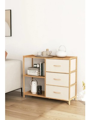 Esplendor Digithome Bambu 2 Raflı 3 Çekmeceli Dolap Çok Amaçlı Düzenleyici Organizer Şifonyer DB-0017