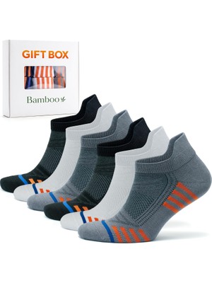 KSB Store Gowith 3'lü-6'lı Bambu Renkli Spor Desenli Güçlendirilmiş Yıkamalı Kutulu Dikişsiz Koşu Yürüyüş Spor Performans Kısa Fit Patik Erkek Çorap