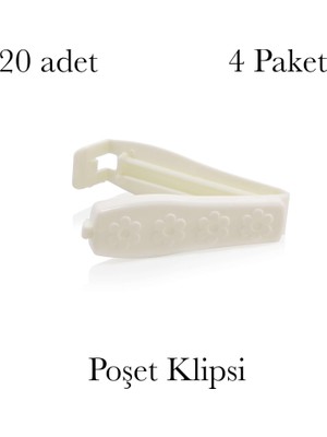 Str Store Poşet Klipsi 20 Adet Poşet Klipsi Kahve Bakliyat Atıştırmalık Cips Bisküvi Poşet Klipsi 4 Paket