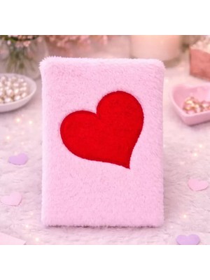 Drop Kalpli Pembe Peluş Defter Najmaddin