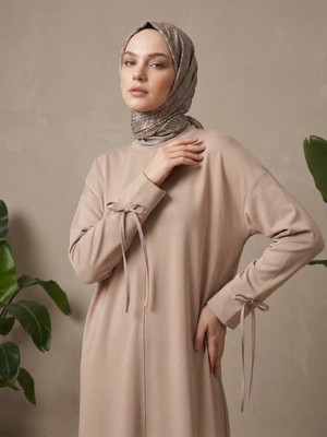 Foremia Kol Biye Detay Pike Elbise-Bej -