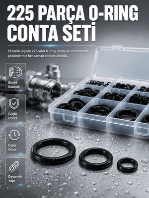 Astraltech Organizer Kutulu O-Ring Conta Seti 225 Parça | Dayanıklı Kauçuk Sızdırmazlık Contaları