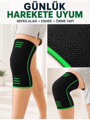 Astraltech Siyah Yeşil Örme Dizlik Esnek ve Nefes Alabilen Spor Diz Desteği