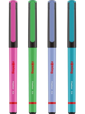 Fineliner, Ince Keçe Uçlu Kalem 0.4 Mm, 4'lü Paket, Canlı Renkler