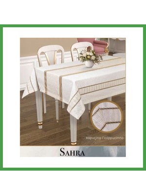 Soi Home Sahra Model Kapicino 160X220 cm Polyester Ajurlu Keten Masa Örtüsü Modern Tasarım Soı