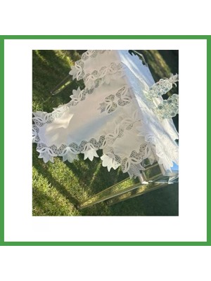 Soi Home Çeyizlik Kayla Model Krem-Krem 5 Parça Keten Runner Seti Masa Örtüsü No 2323 Soı