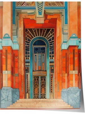 Zestia Art Deco Sanat Premium Poster, Tarihi Bina Girişi, No: 20357