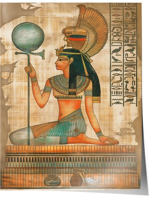 Zestia Mısır Mitolojisi Sanat Premium Poster, Küre Tutan Mısır Tanrıçası, No: 20385
