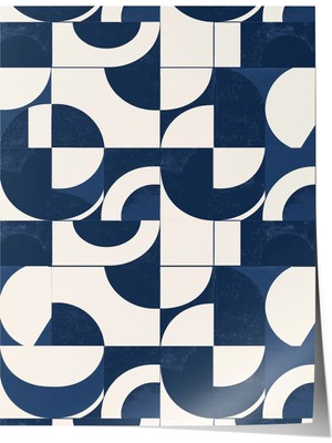 Zestia Geometrik Desen Premium Poster, Lacivert Spiral Fayans Deseni, No: 20433