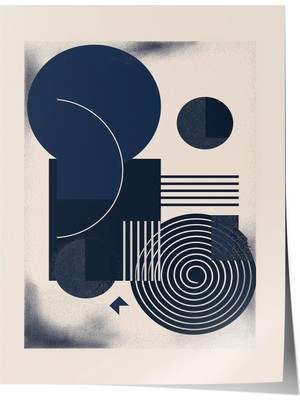 Zestia Geometrik Desen Premium Poster, Lacivert Soyut Şekil Kompozisyonu, No: 20429