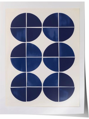 Zestia Geometrik Desen Premium Poster, Lacivert Daire Izgara Deseni, No: 20435