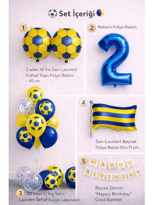Herovia Lacivert Futbol Temalı Doğum Günü Balon Seti (2)