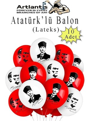 Herovia Balon 10 Adet Ata Balon Süsleme 29 Ekim 23 Nisan Kırmızı Beyaz Balon Bayrak Balon Bayram