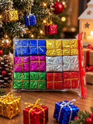 Yakup Tokatlı Moda Ytm 24 Adet 3 cm Yılbaşı Ağacı Süsü Mini Hediye Paketi Süsleri Renkli Noel Ağacı Dekoru