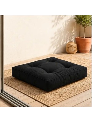 Sungur's Store Kapitone Kare Yer Minderi · 60 × 60 × 5 cm · Siyah