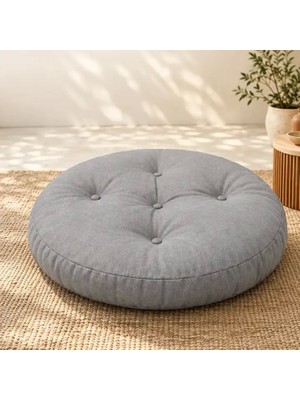 Sungur's Store Kapitone Yuvarlak Yer Minderi · 60 × 60 × 8 cm · Gri