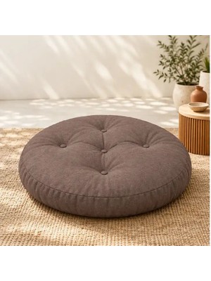 Sungur's Store Kapitone Yuvarlak Yer Minderi · 60 × 60 × 8 cm · Kahve