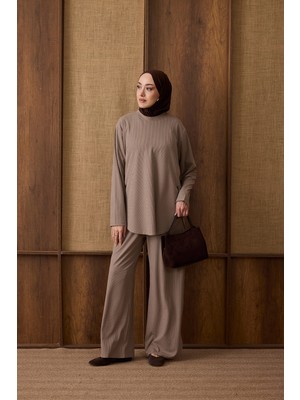 Suede Style 6655 - Şık Rahat Salaş Modal Kumaş Fermuar Detaylı Kadın Takım