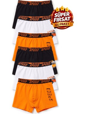 Öts Erkek Çocuk 6'lı Pamuklu Boxer Baskılı Ergonomik Tasarım (7707-6)