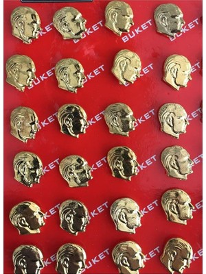Atatürk Yaka Rozeti 5 Adet Sarı Renk