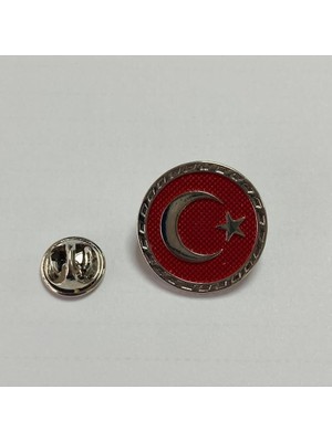 Ahes Gri Çerçeveli Türk Bayraklı Yaka Rozeti, Griçerçevelirozet
