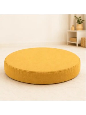 Patiyu Yuvarlak Blok Minder · 40 × 40 × 7 cm · Hardal
