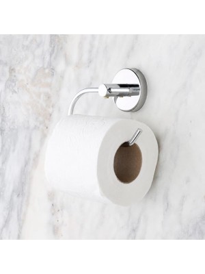 MSP Banyo Iris Krom Kaplama Açık Tuvalet Kağıtlığı, Yapışkanlı ve Vidalı Montajlı Wc Kağıtlık, 35 mm Oval Bantlı Banyo Aksesuarı