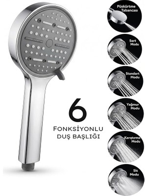 MSP Fonksiyonlu Filtreli Duş Başlığı - Kireç ve Klor Önleyici Yüksek Basınçlı Tasarruflu El Duşu