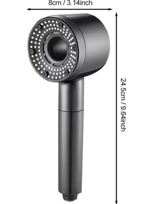 MSP Fonksiyonlu Turbo Duş Başlığı (Gri) - Yüksek Basınçlı Tazyik Ayarlı Lüks Banyo Başlığı