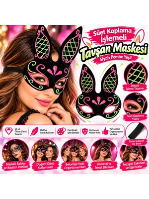 NW NessiWorld Süet Kaplama Işlemeli Tavşan Maskesi – Siyah Pembe Yeşil
