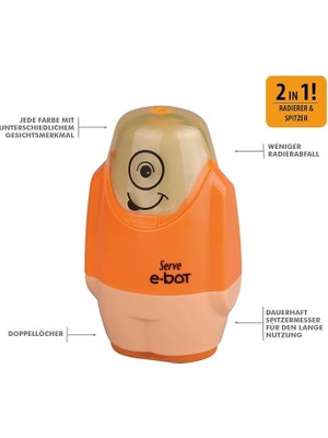 E-Bot Silgili Kalemtiraş Fosforlu Turuncu