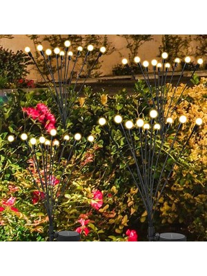 CetKing 4'lü Paket Dış Mekan ve Bahçe Için Solar Lambalar - 10 LED Biyoluminisan Solar Lambalar, Balkon ve Bahçe Için, IP65 Su Geçirmez, Sıcak Beyaz Işık